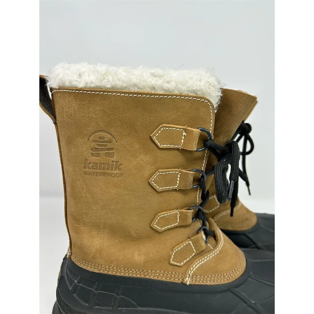 Kamik Alborg Men's Snow Boots Brown Waterproof Insulated Lace Up Winter Size 10